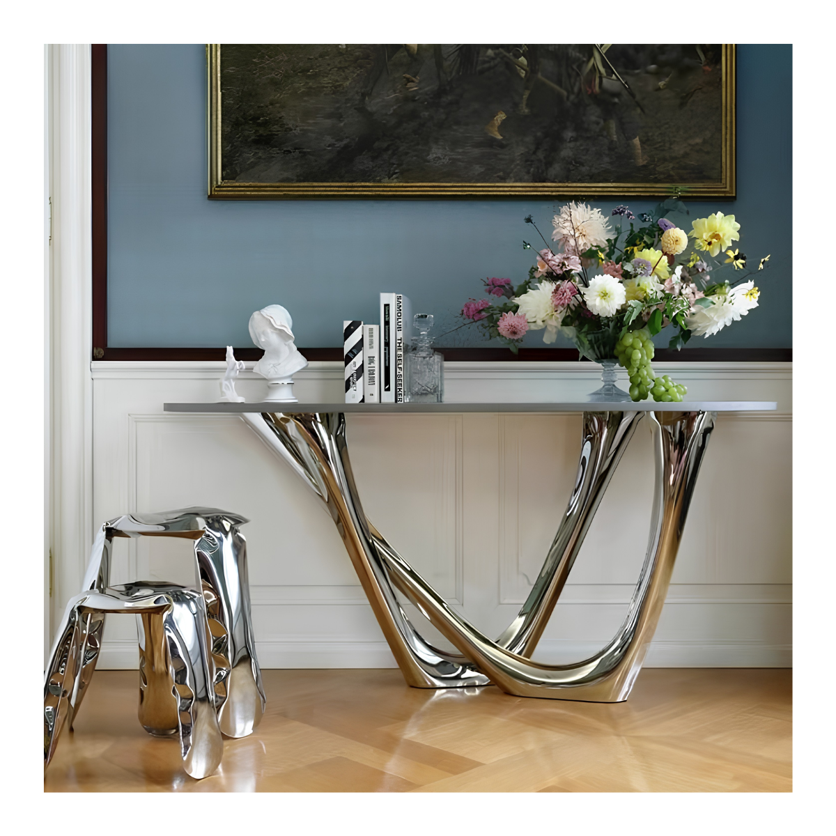 Braid Chrome Console Table